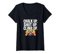 Donna Rock Climbing Bouldering Chalk Up Climb Hands Maglietta con Collo a V
