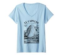 Donna Rock Climbing Climber El Capitan Yosemite Salita Posizione Maglietta con Collo a V