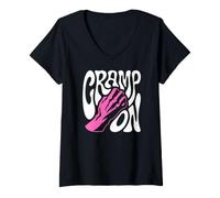 Donna Rock Climbing Cramp On Bouldering Climber Pun Maglietta con Collo a V