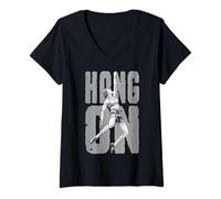 Donna Rock Climbing Hang On Climber Woman Free Solo Climbers Citazione Maglietta con Collo a V
