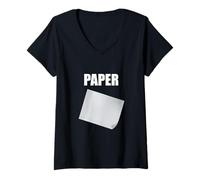 Donna Rock Paper Forbici Divertente Semplice Abbinamento Costume di Halloween Maglietta con Collo a V