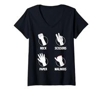 Donna Rock Paper Scissors Malinois - Forbici di carta, motivo: cane belga malinois Maglietta con Collo a V