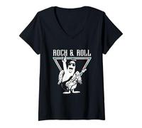 Donna Rock & Roll - Angelo per Chitarra alata Maglietta con Collo a V