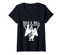 Donna Rock & Roll Chick - Chitarra elettrica Maglietta con Collo a V
