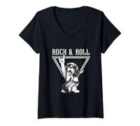 Donna Rock & Roll - Chitarra per Cani con Stampa di tonalità Fredde Maglietta con Collo a V