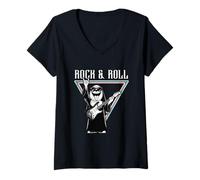Donna Rock & Roll Fun Chitarra Suonatrice Maglietta con Collo a V