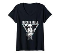 Donna Rock & Roll Musicista Carattere Divertimento Maglietta con Collo a V