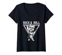 Donna Rock & Roll - Occhiali da Sole a Forma di Chitarra Maglietta con Collo a V