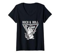 Donna Rock & Roll - Triangolo per Chitarra a Forma di Coccodrillo Maglietta con Collo a V