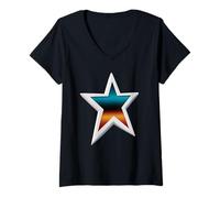 Donna Rock Star Bright Star Edizione Speciale Maglietta con Collo a V