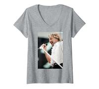 Donna Rock Star Rod Stewart dei Volti A Villa Park 1995 Maglietta con Collo a V