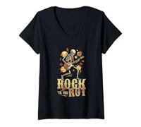 Donna Rock TIL You Rot - Chitarra Rock con Scheletro Maglietta con Collo a V