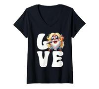 Donna Rocker Teacher Gnome Graphic For Women And Men Who Love Rock Maglietta con Collo a V