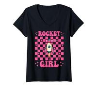 Donna Rocket Girl Ingegnere aerospaziale Ingegneria Aeronautica Maglietta con Collo a V