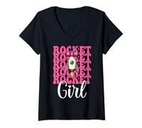 Donna Rocket Girl Ingegnere aerospaziale Ingegneria Aeronautica Maglietta con Collo a V