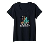 Donna Rockhounding Treasure Hunt Mining Gemstone Geology Maglietta con Collo a V