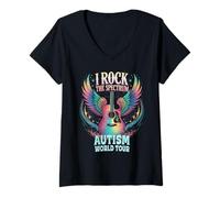 Donna Rockin' Autism I ROCK THE SPECTRUM Papà Stimming Gentilezza Maglietta con Collo a V