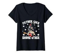 Donna Rockin Dad for Bass Guitar Player Funny Fathers Day GNOME Maglietta con Collo a V
