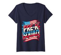 Donna Rockin' Pre-K School Squad First Day 250 Years Teacher Game Maglietta con Collo a V
