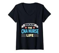 Donna Rockin The CNA Nurse Life Assistente Infermieristico Maglietta con Collo a V