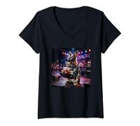 Donna Rocking Bunny Drinking Iced Coffee Meme Rabbit Cute Heavy Me Maglietta con Collo a V