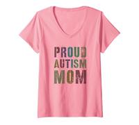 Donna Rockstar AUTISMO MAMMA consapevolezza mamma rispetto diversità speranza Maglietta con Collo a V