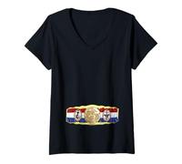 Donna Rocky Championship Belt (Bottom Front) Maglietta con Collo a V