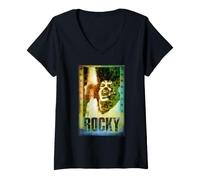 Donna Rocky Distressed Victory Poster Maglietta con Collo a V