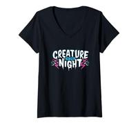 Donna Rocky Horror Creatura della Notte Graffiti Testo Maglietta con Collo a V