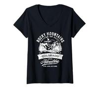 Donna Rocky Mountains Colorado Heaven on Earth - Design Invecchiato Maglietta con Collo a V