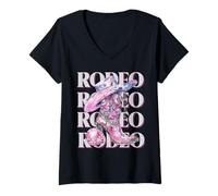 Donna Rodeo Cowgirl Country Concert Outfit Disco Western Rosa Maglietta con Collo a V
