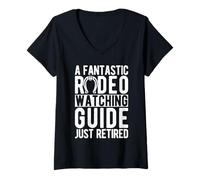 Donna Rodeo Horse Riding Watching Guide Just Retired Cowboy Maglietta con Collo a V