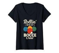 Donna Rollin' With My Bocce Crew, divertente design a squadre Maglietta con Collo a V