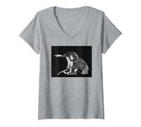 Donna Rolling Stones Mick Jagger Ronnie Wood dal Vivo a Knebworth Maglietta con Collo a V