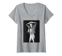 Donna Rolling Stones vivono a Knebworth Mick Jagger 1976 Maglietta con Collo a V