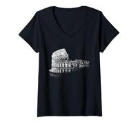 Donna Roma Colosseo Italia Italia Anfiteatro Romano Amo Roma Maglietta con Collo a V