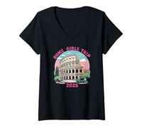 Donna Roma Girls Trip 2025 Addio al nubilato Vacanze Italia Maglietta con Collo a V
