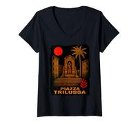 Donna Roma Piazza Trilussa Quartiere Trastevere Souvenir Romano Maglietta con Collo a V