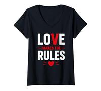 Donna Romantic Couple Quote Valentine's Day Love Makes The Rules Maglietta con Collo a V