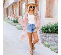 Donna Romantico Pizzo Ricamato Boho Kimono Prendisole