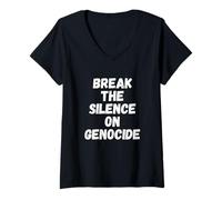 Donna Rompi Il Silenzio sul genocidio Maglietta con Collo a V