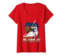 Donna Ronald Acuna Jr. | Giocatori di baseball MLB di Atlanta | MLBRAc302N Maglietta con Collo a V