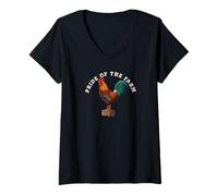 Donna Rooster Country Decor Chicken Gallo Hahn Maglietta con Collo a V