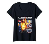 Donna Rooster Fighter Character Breakdown Action Anime Maglietta con Collo a V