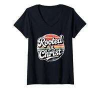 Donna Rooted in Christ Maglietta con Collo a V