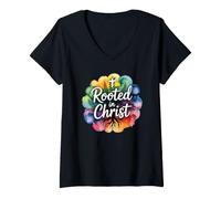 Donna Rooted in Christ Maglietta con Collo a V