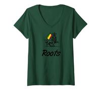 Donna Roots Reggae Rastas e Rastafari Maglietta con Collo a V