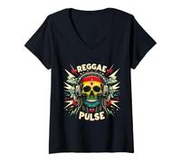 Donna Roots & Soundwave Energy Design - Opere d'arte Reggae Vibe per Mu Maglietta con Collo a V