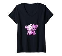 Donna Rosa Colore Evil Twin-v2 Grafica Rosa Maglietta con Collo a V