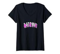 Donna Rosa Colore Hustle Every Which Way Rosa Grafica Maglietta con Collo a V